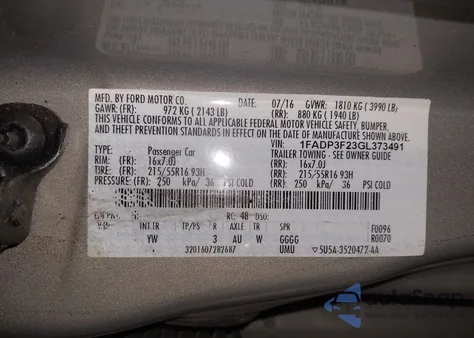 2016 Ford Focus Se from USA, damaged, VIN 1FADP3F23GL373491
